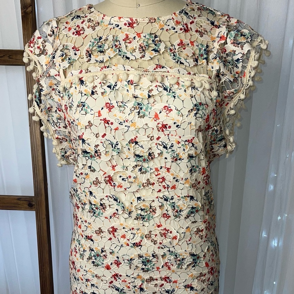 NWOT Beautiful Tularosa Crocheted Floral Dress with Pom Accent-Floral Collection